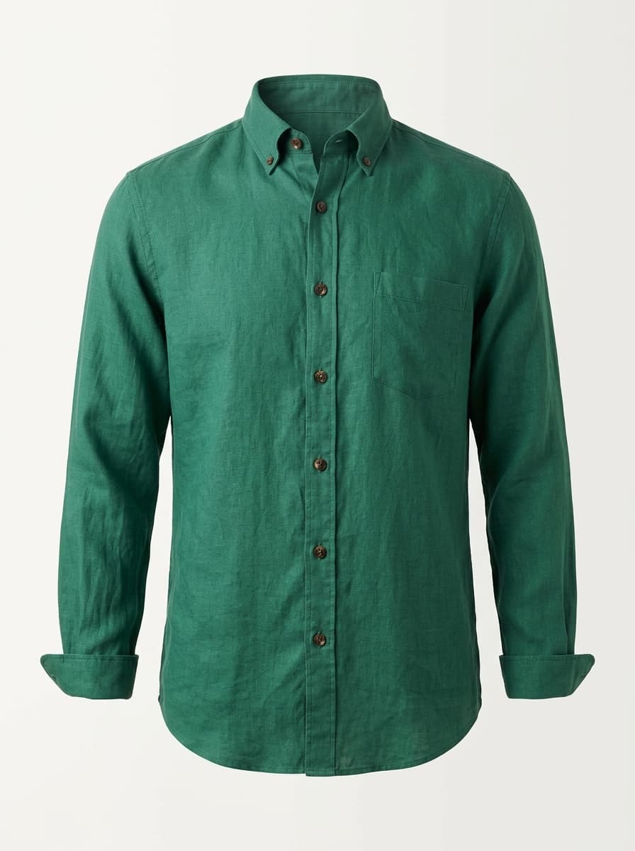 Premium Emerald Green Linen Casual Shirt