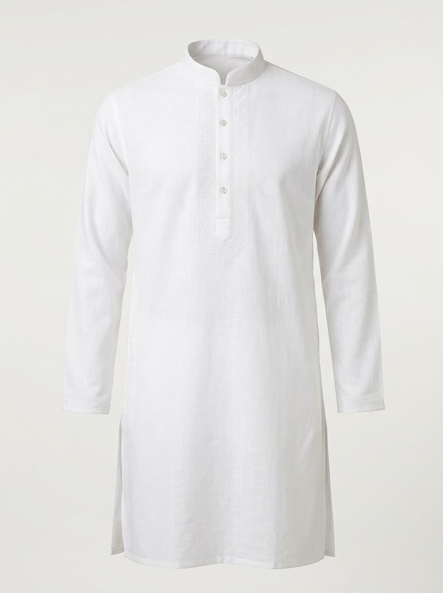 Off-White Pristine Linen Embroidered Panjabi