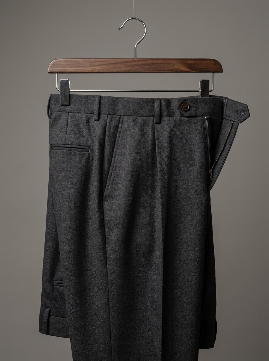 Classic Charcoal Grey Pleated Trouser Pant